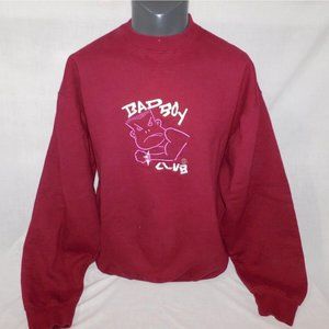 VTG Retro 80s BAD BOY CLUB Embroidered Maroon Crewneck Sweatshirt Mens XL RARE